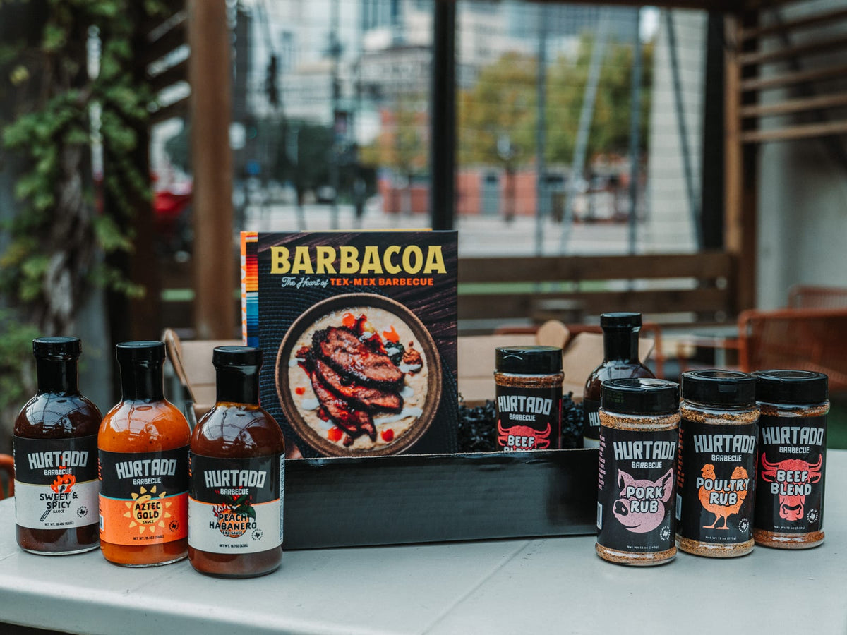 The Ultimate Pack: the signed Barbacoa cookbook with the three Hurtado sauces and three rubs